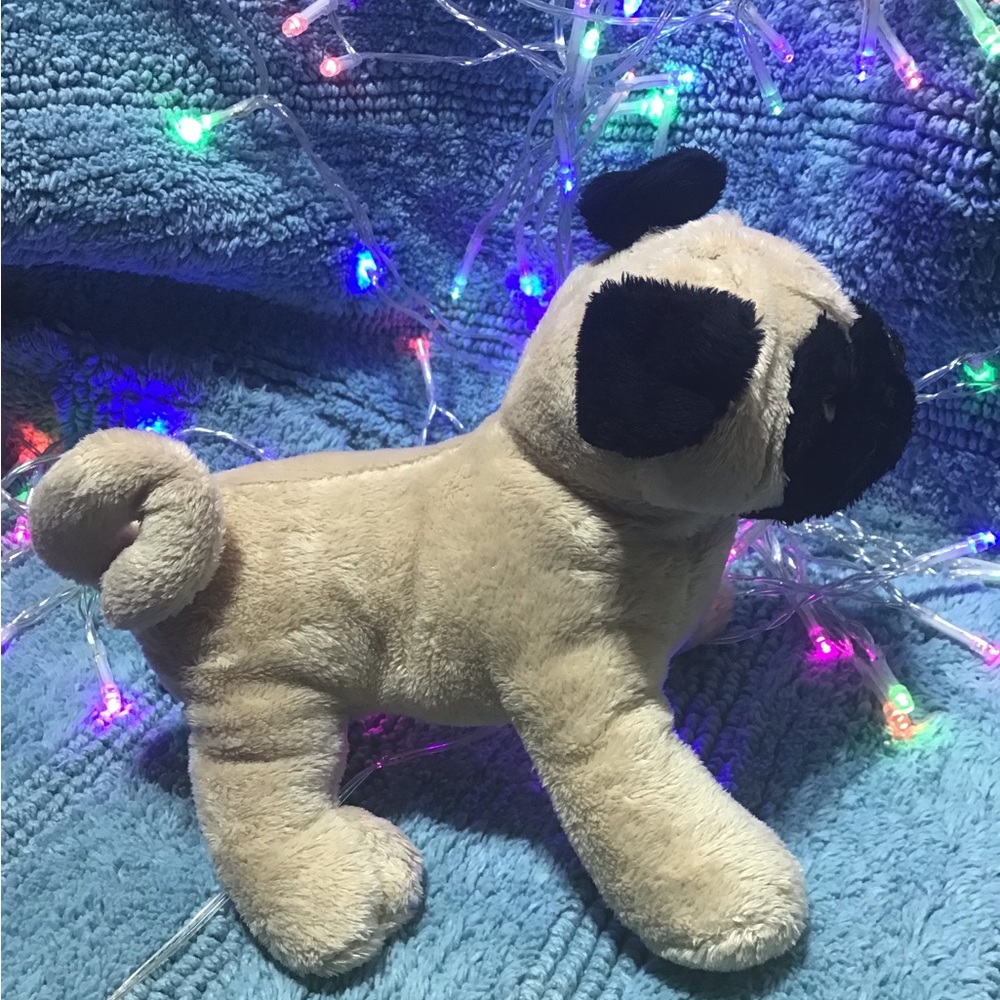 GANZ WEBKINZ  PUG PUPPY DOG PLUSH Stuffed Animal Black and Tan 8"